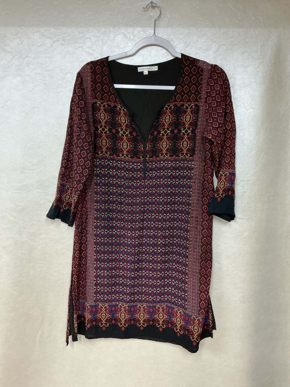 LOVE KYLA Boho Mixed Print V-Neck Tunic Dress
